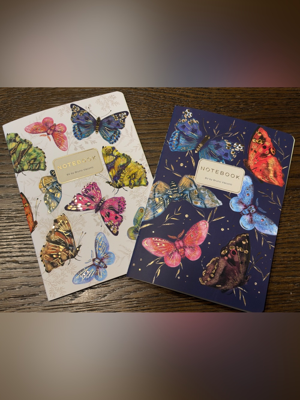 Bruno Visconti Set of 2 Soft Touch A5 Journals - Butterflies on White and Blue